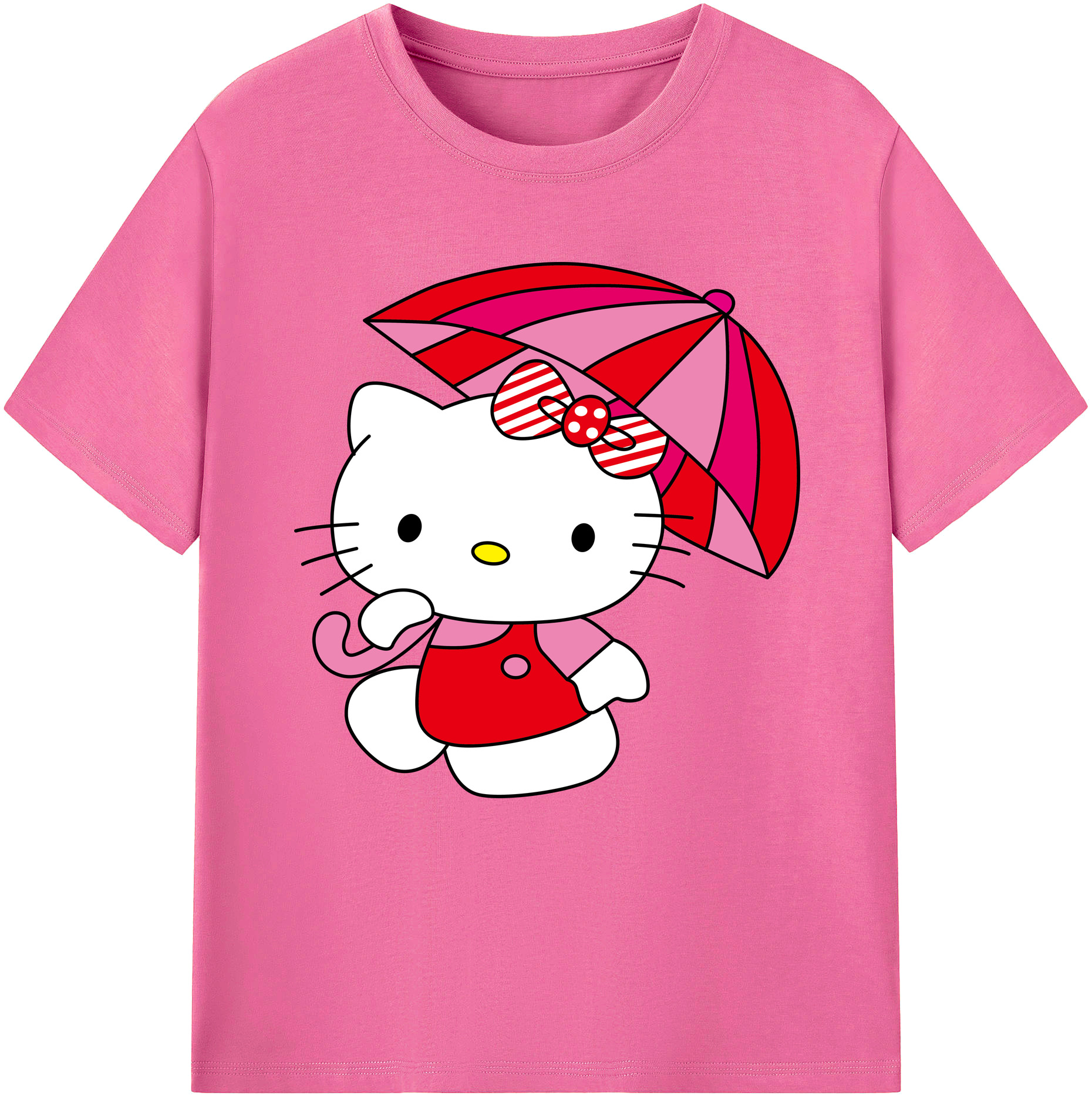 （画像用） Hello Kitty ハローキティ レディースカジュアルプリントTシャツ（綿100％）